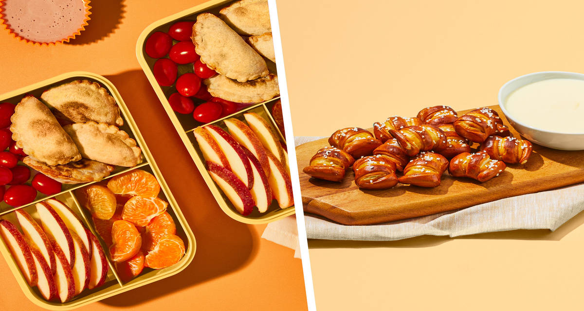 Kids’ Chicken Empanadas with Magic Sauce + Snack: Pretzel Bites with Cheddar Sauce