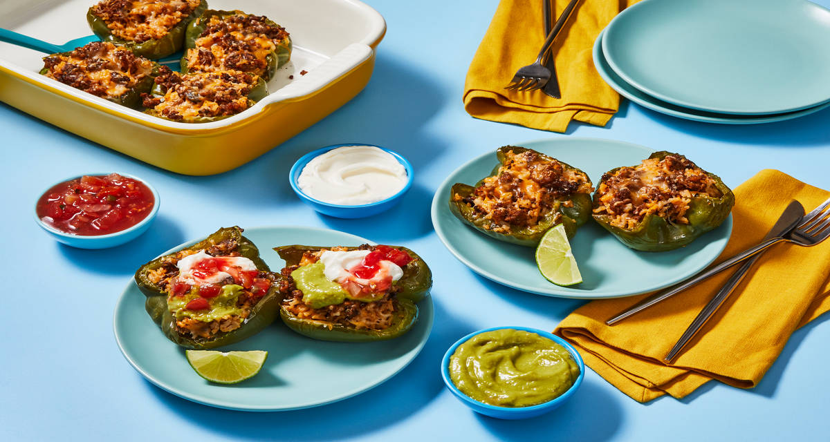 Cheesy Mexican-Style Beef Stuffed Peppers 2x the delicious portions!