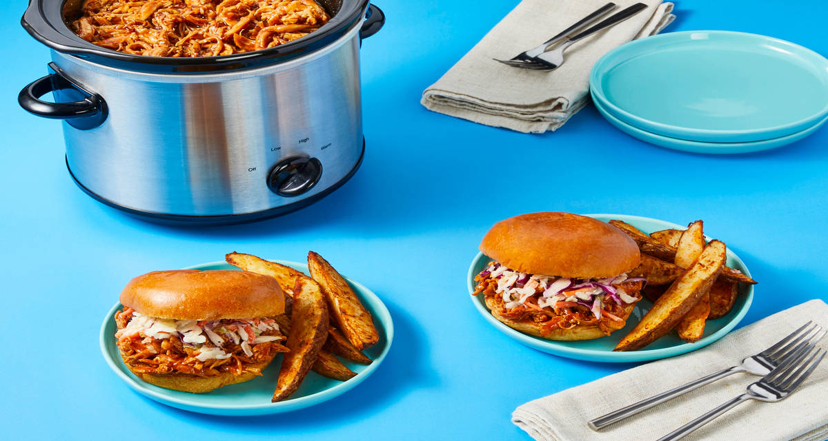 Slow Cooker Slammin’ BBQ Chicken Sandos 2x the delicious servings!