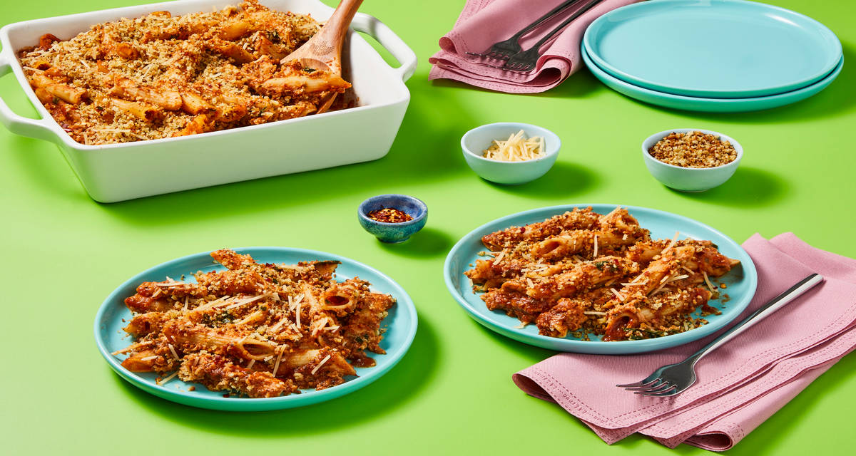 Triple Cheese Spinach Penne Bake 2x the delicious servings!