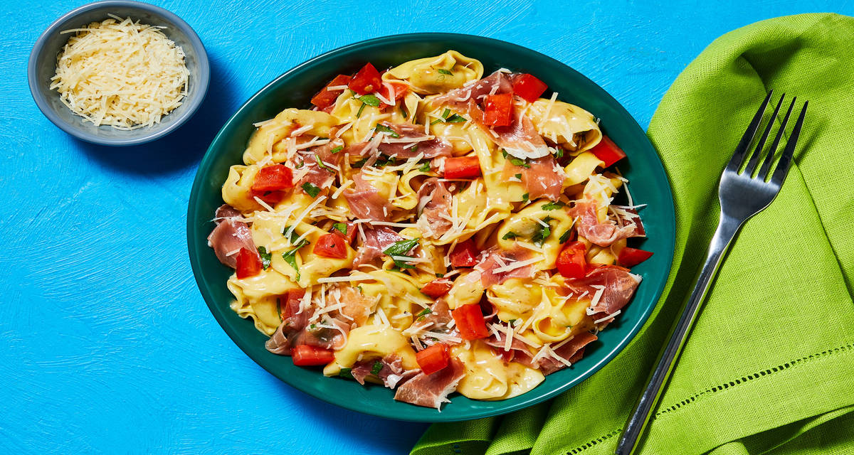 Italian Tortelloni & Prosciutto Salad with Tomatoes & Parmesan