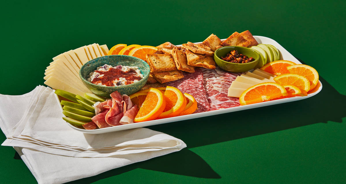 Winter Market Sweet & Savory Charcuterie Board with Maple-Cranberry Ricotta, Cinnamon Cashews & Fruit