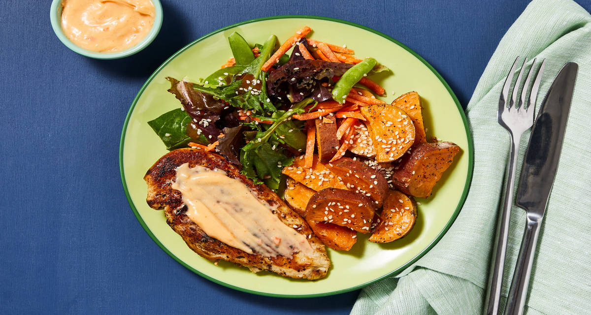 Thai Chili–Glazed Chicken & Sweet Potatoes Elevated Dinners, Impressively Easy
