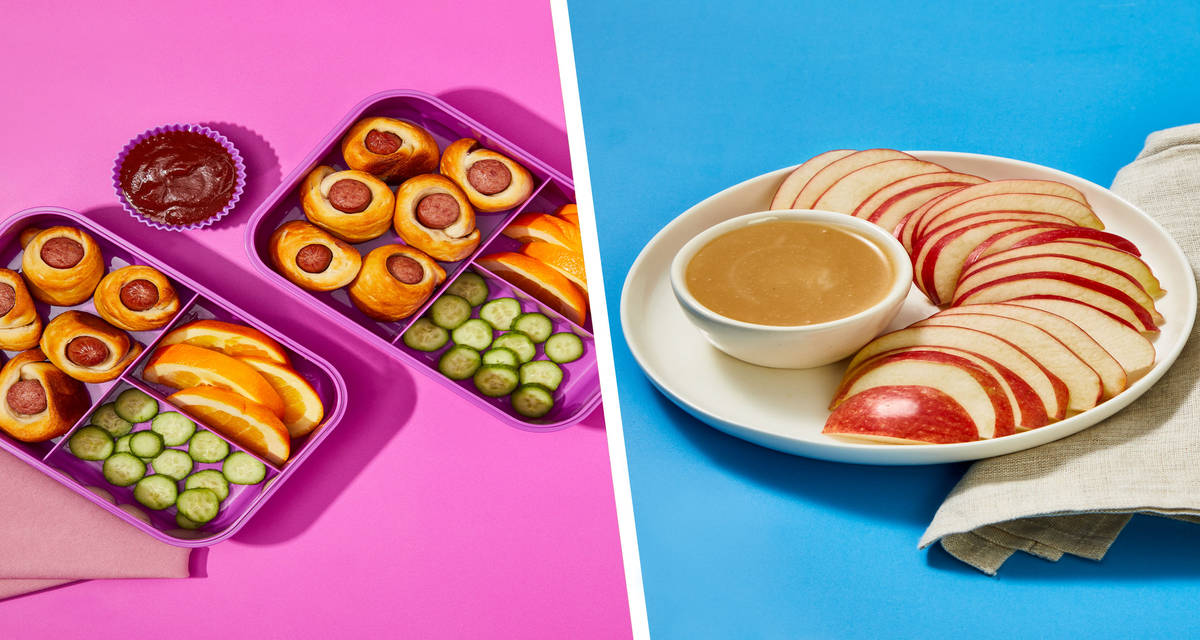 Kids’ Mini Beef Franks in a Blanket + Snack: Caramel Apple Dippers