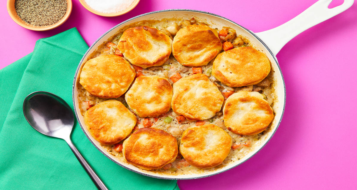 Homestyle Chicken & Biscuit Pot Pie with Chicken Thighs, Carrots & Celery