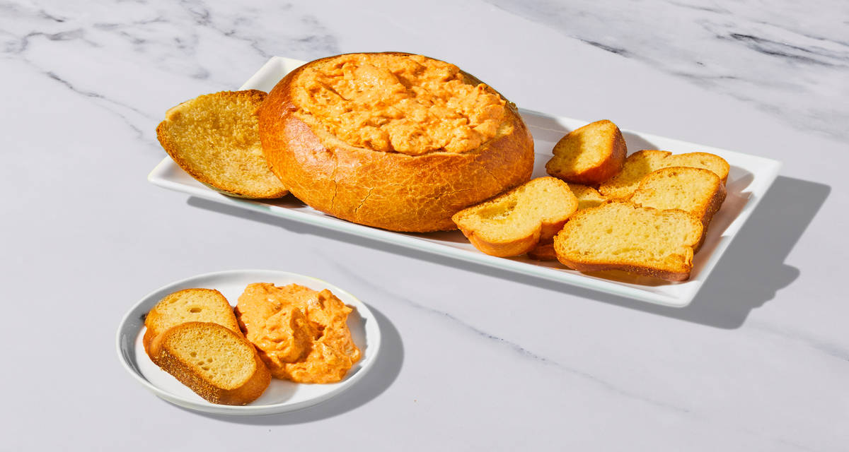 Buffalo Chicken Dip in a Bread Bowl with toasted baguette slices | 3-4 Servings
