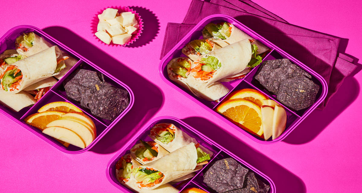 Kids’ Crunchy Ranch Veggie Roll-Ups with Apple & Orange Slices, Fresh Mozz & Tortilla Chips