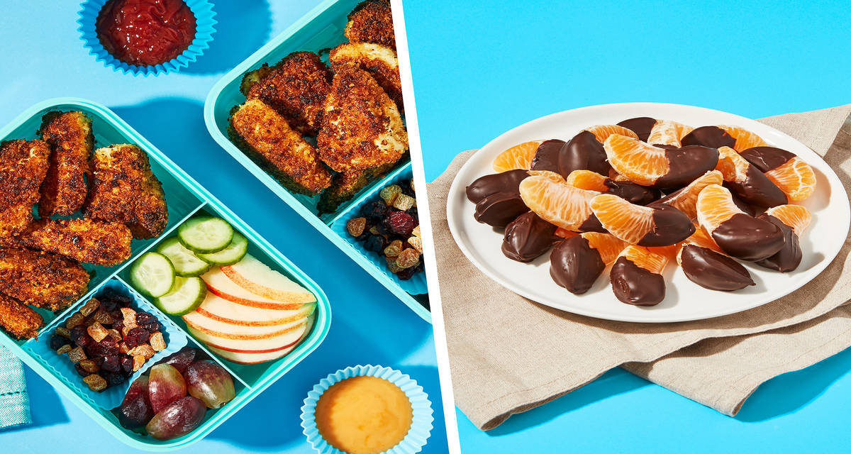 Kids' Crispy Chicken with Triple Dippers + Snack: Chocolate-Dipped Mandarins