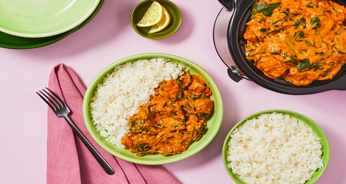 Slow Cooker Chicken Saag 2x the delicious servings!