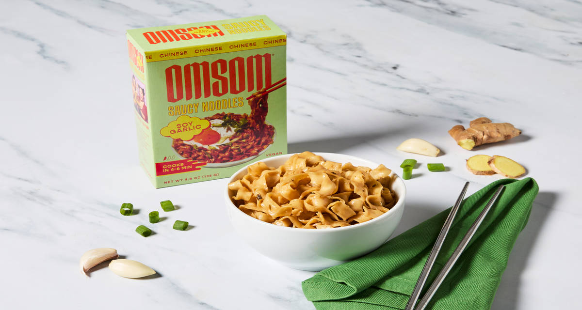 Omsom Soy Garlic Saucy Noodles Proud, loud Asian flavors in 6 minutes or less! | 2 Servings
