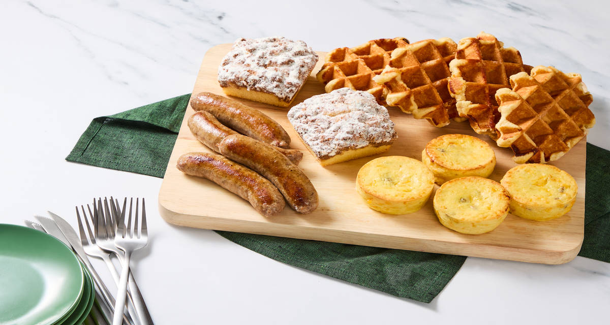 Sweet & Savory Brunch Board Waffles, sausage, and egg bites—oh my! | 4 Servings