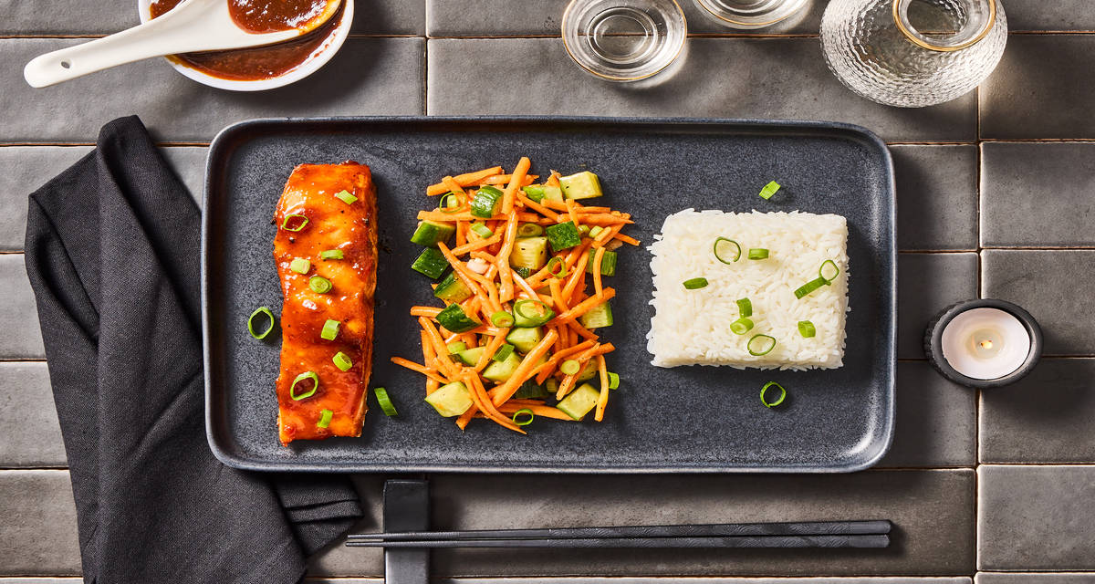 Japanese Yuzu Miso–Glazed Trout with Cucumber Carrot Salad