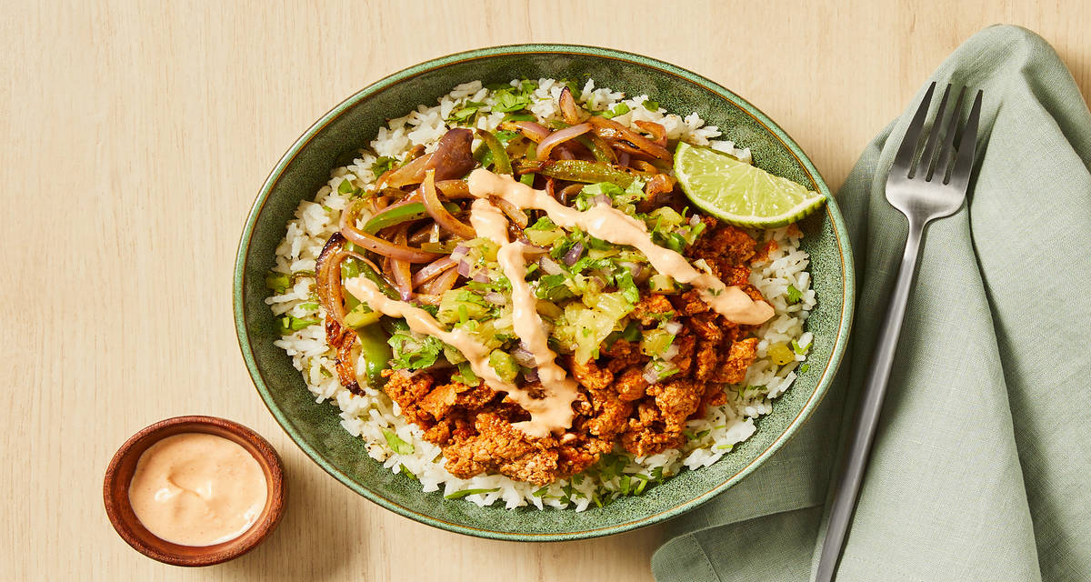 Tex-Mex Chicken Bowls with Chicken Thighs, Pineapple Salsa, Green Pepper & Cilantro Lime Rice