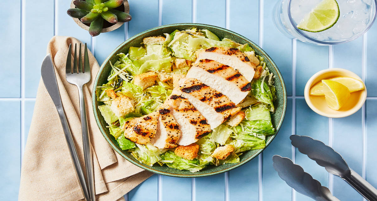 Grilled Lemon Chicken Caesar Salad with Croutons & Parmesan