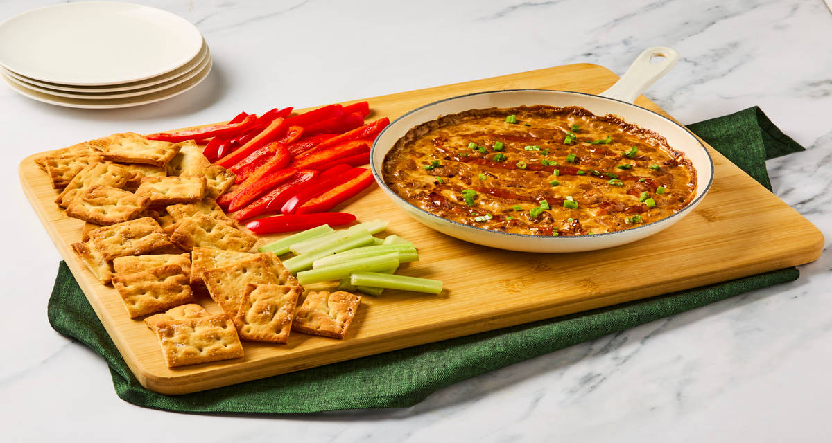 Shrimp Rangoon Dip with Flatbread Crackers, Bell Peppers & Celery