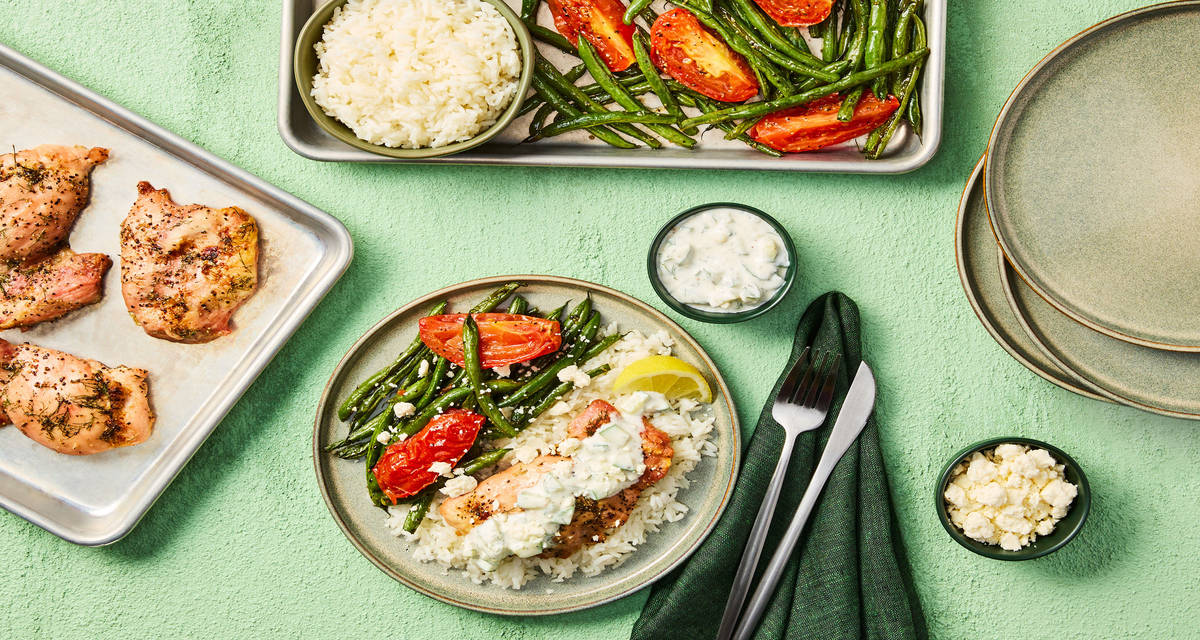 Family-Style Dilly Chicken Thighs & Rice 2x the delicious portions!