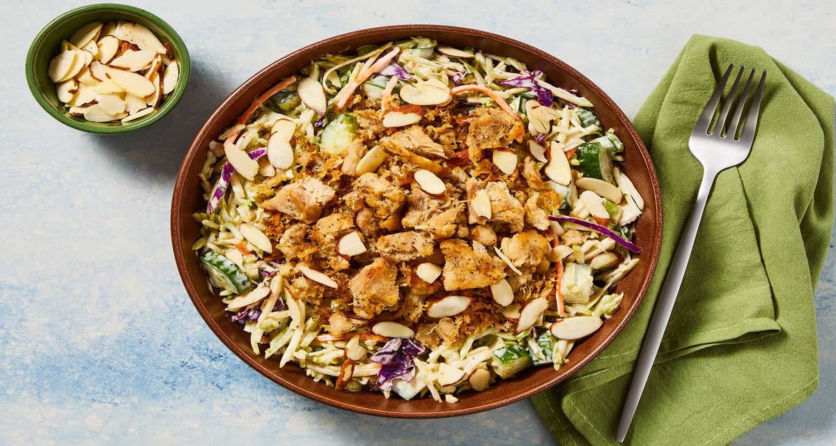 Sweet Sesame Chicken Salad with Kale Mix, Cucumber, Scallions & Almonds