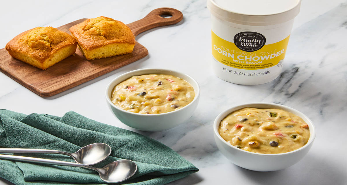 Southwest Corn Chowder with Honey Butter Cornbread | 2-3 Servings