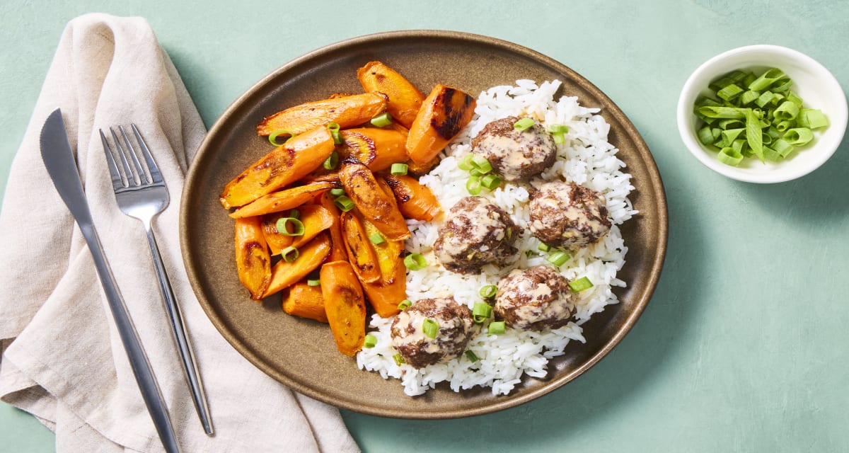 Firecracker Meatballs with Roasted Carrots & Jasmine Rice-image