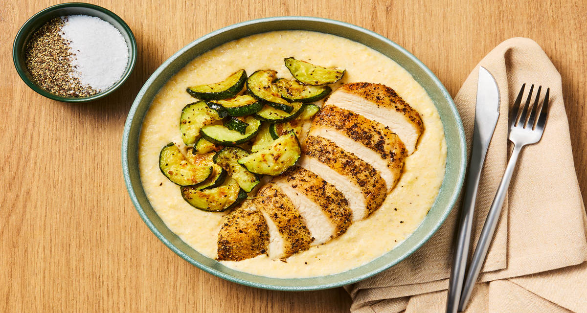 Italian Herb Chicken & Creamy Polenta with Broccoli