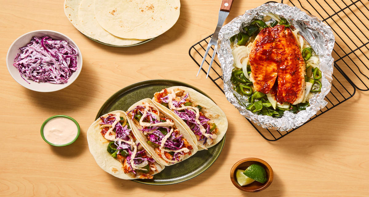 Spicy Fish Taco Grill Packets Foil packet meals for the campfire or grill