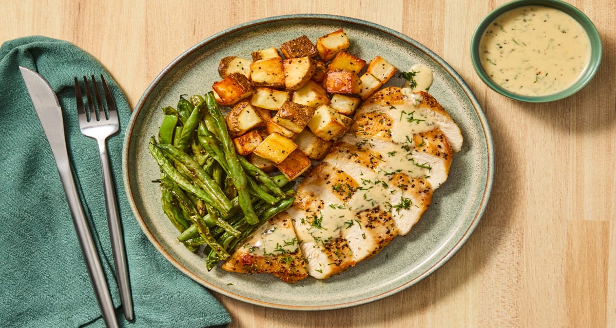 W40 R01 Creamy Dijon Dill Chicken with Roasted Potatoes & Green Beans-image