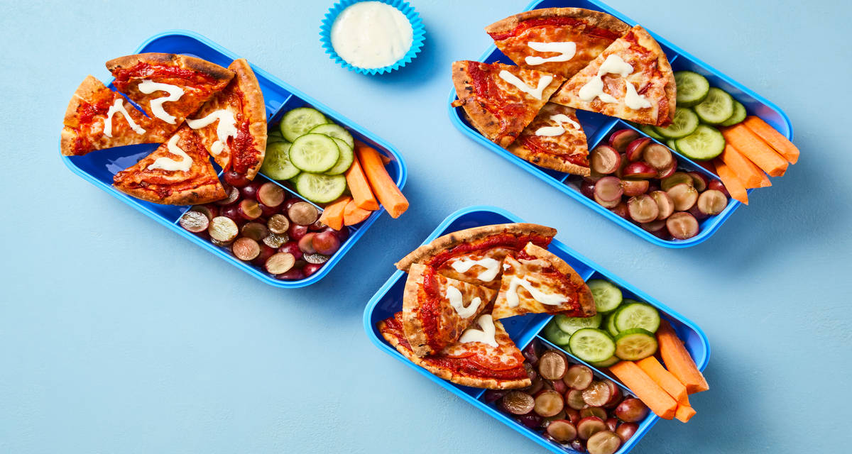 Kids’ Make & Take Pepperoni Pita Pizzas 3 Servings | with Carrots, Cucumber, Grapes & Ranch