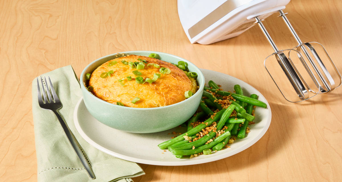 Cheddar & Scallion Soufflés Note: Hand mixer required