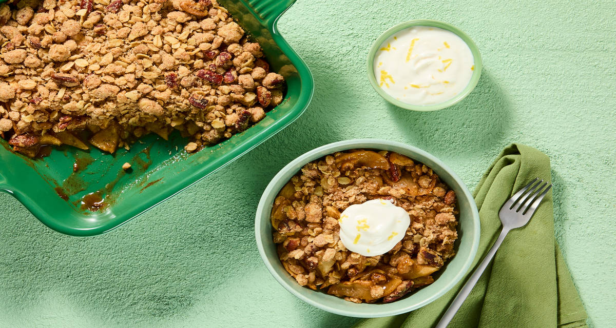 Apple Cinnamon Breakfast Bake with Pecan Streusel & Honey Lemon Yogurt