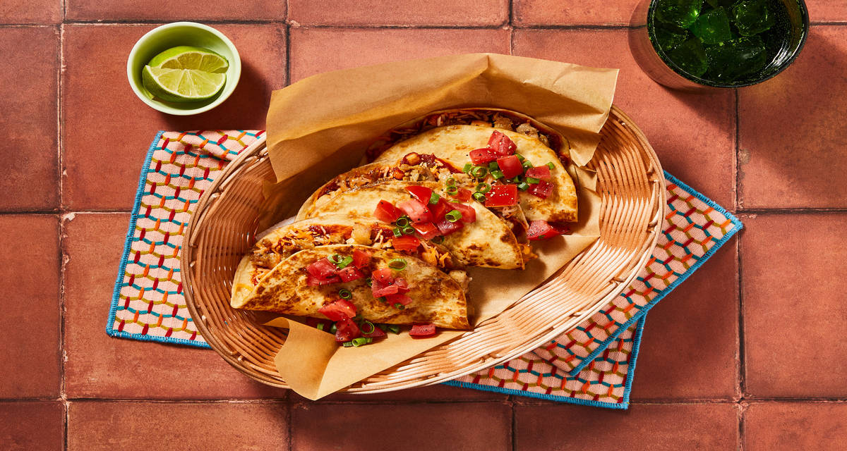 Mexican-Style Chicken Tacos De Canasta with Smoky Chile Sauce, Pico de Gallo & Lime