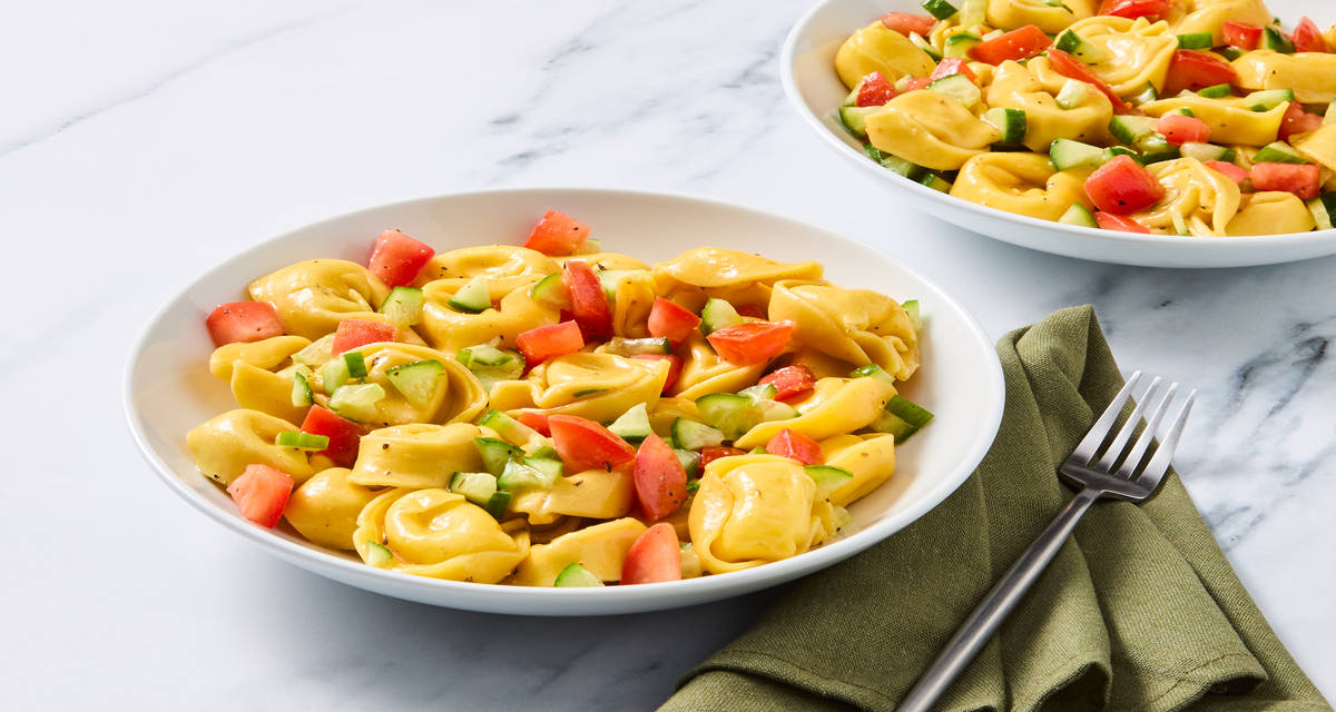 Fresh & Cheesy Tortelloni Salad with Tomato & Cucumber | Serves 2