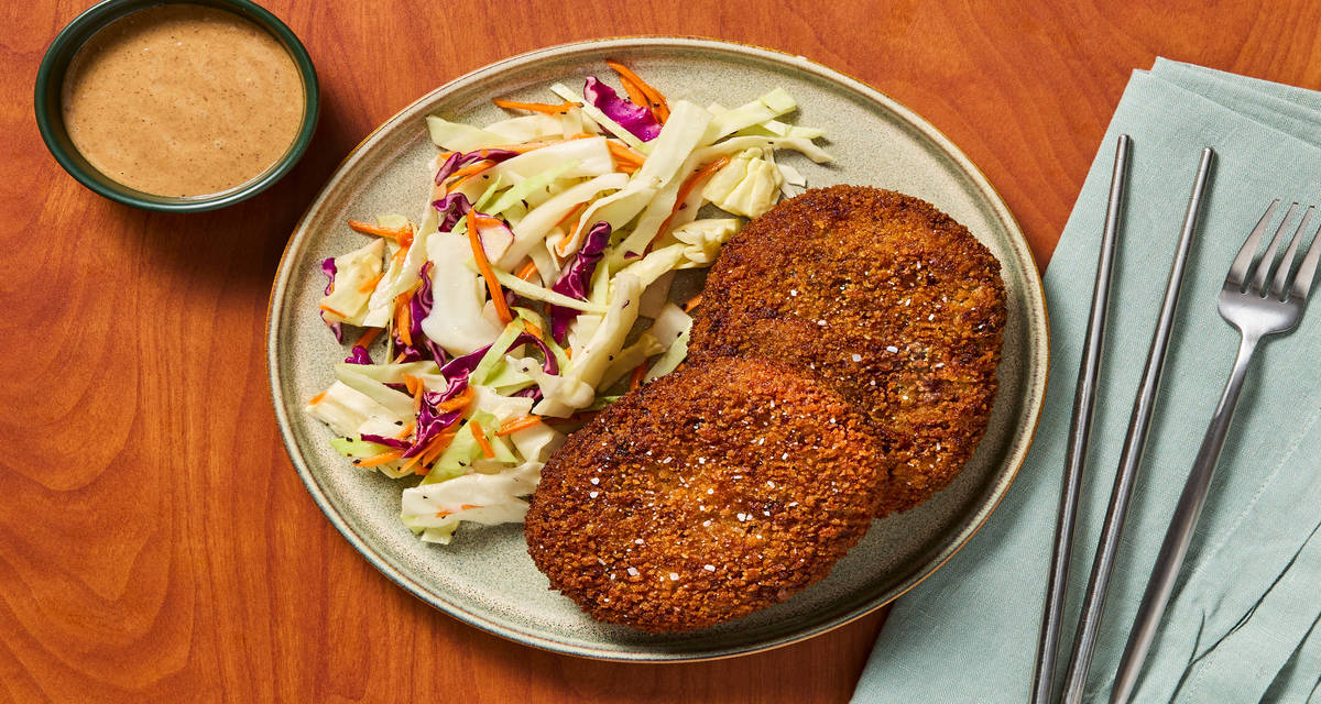 Japanese-Style Beef & Potato Korokke with Tangy Slaw & Katsu Mayo