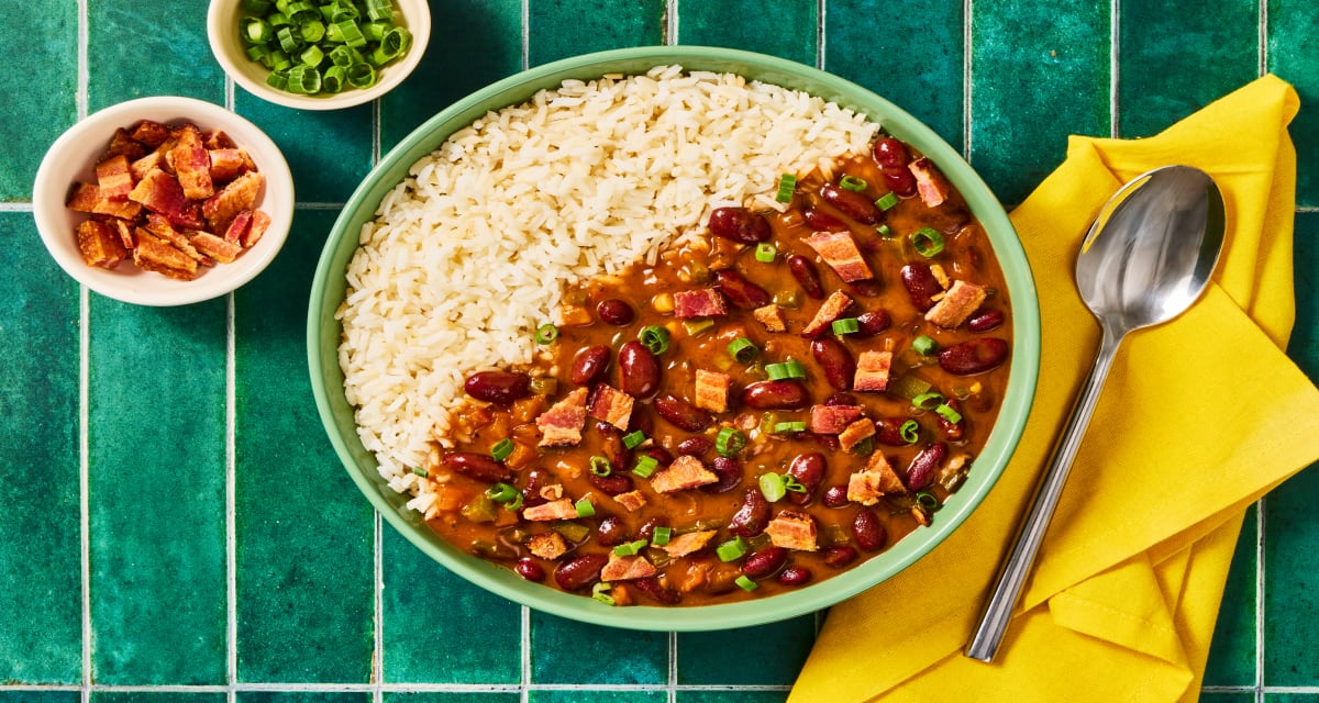 Louisiana-Style Bacony Red Beans & Rice with Scallions-image