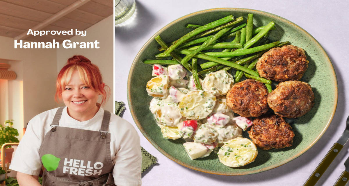 Frikadeller och potatissallad med rädisor och haricots verts