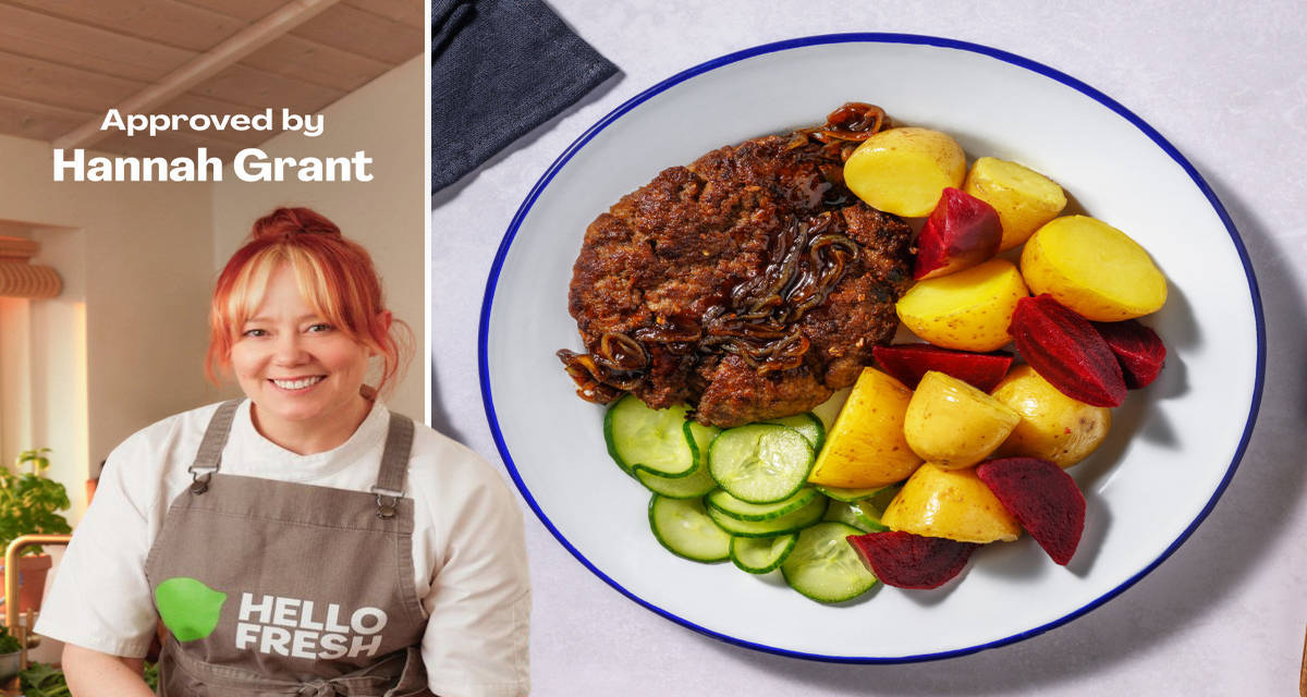 Stekt pannbiff med potatis och brunsås med lök