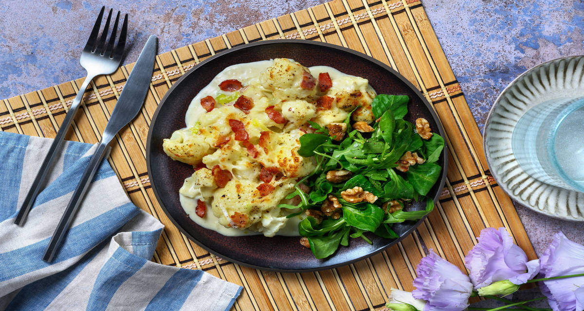 Keto mac n cheese met prei en slamix