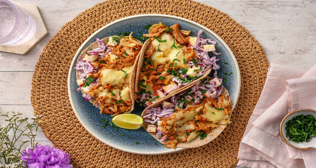 pulled chicken wraps With coleslaw and corn