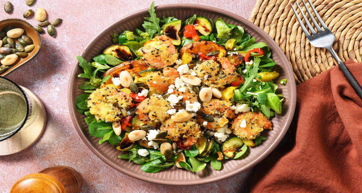 C5336 Swap chicken for shrimp (low carb) with cashews and tahini lime yogurt dressing