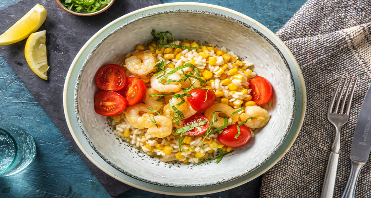 Räkrisotto med körsbärstomater och parmesan