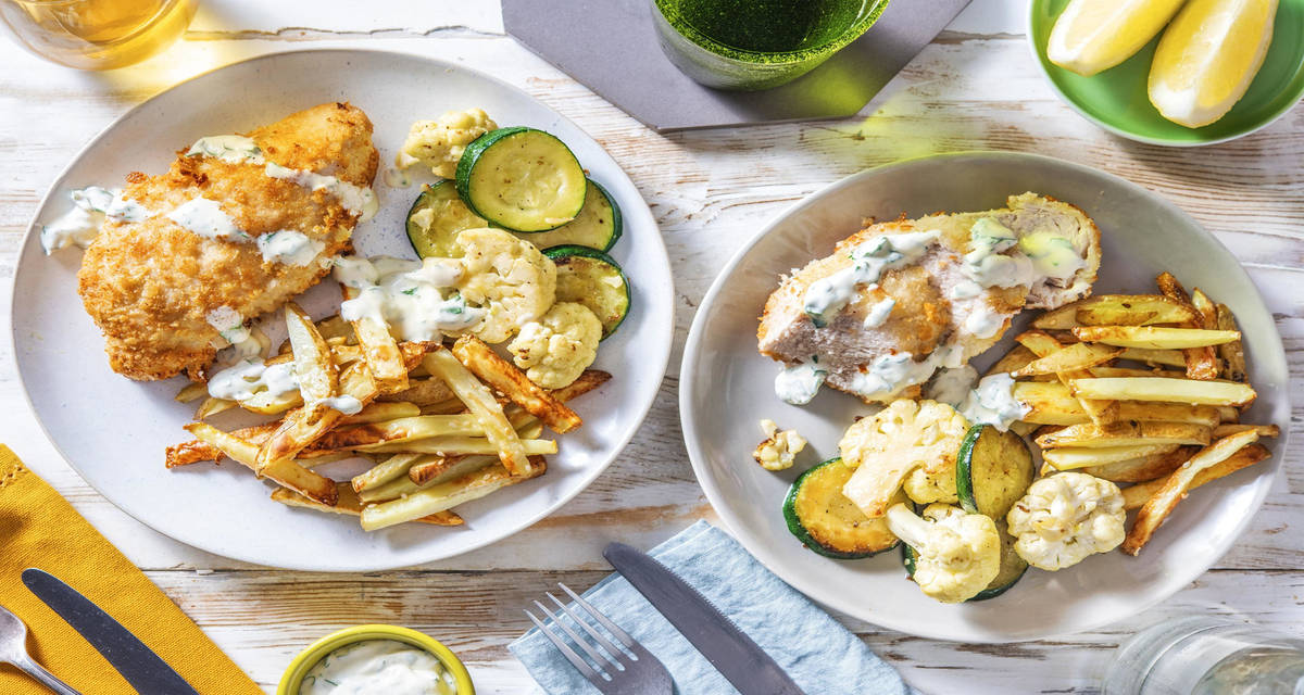 Pankokyckling med sesampommes och persiljedressing