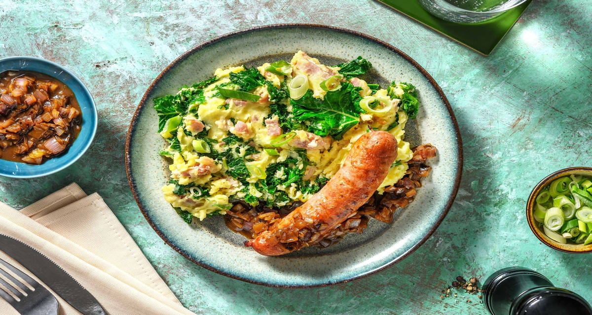 Bangers & Colcannon saucisse-purée à l'irlandaise avec un jus de viande