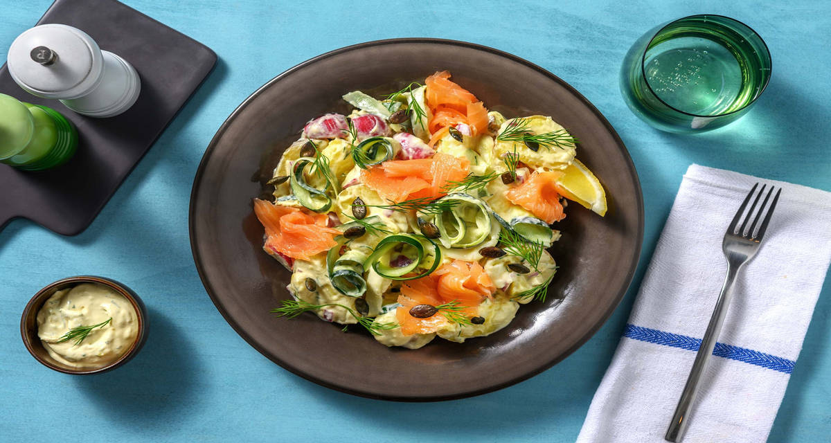 Kartoffelsalat med røget laks & dilddressing