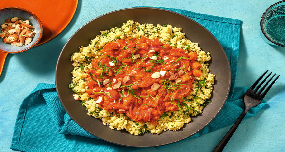 Krämiga marockanska kikärtor med spenatcouscous