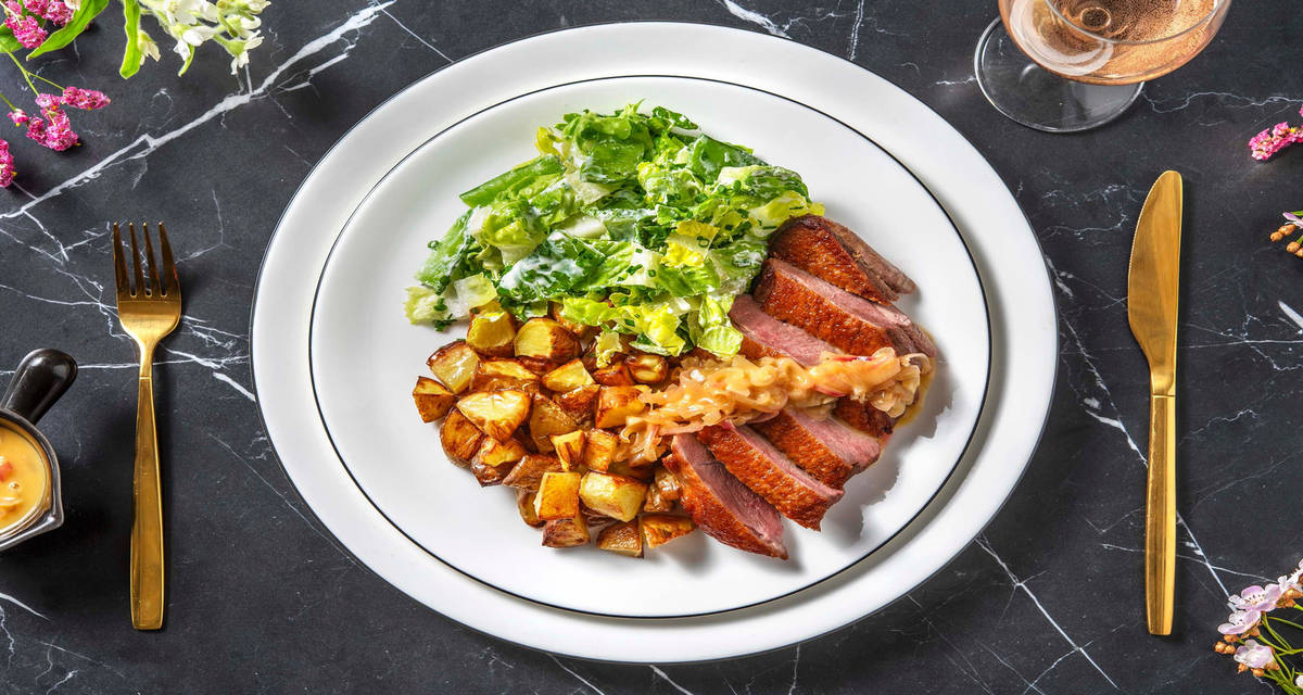 Andebryst à l'orange med sprød salat & kartofler