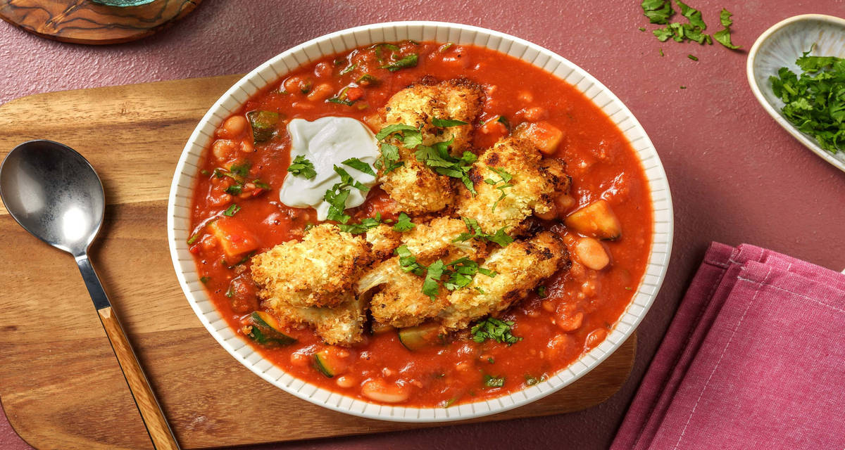Nuggets di cavolfiore con cannellini stufati