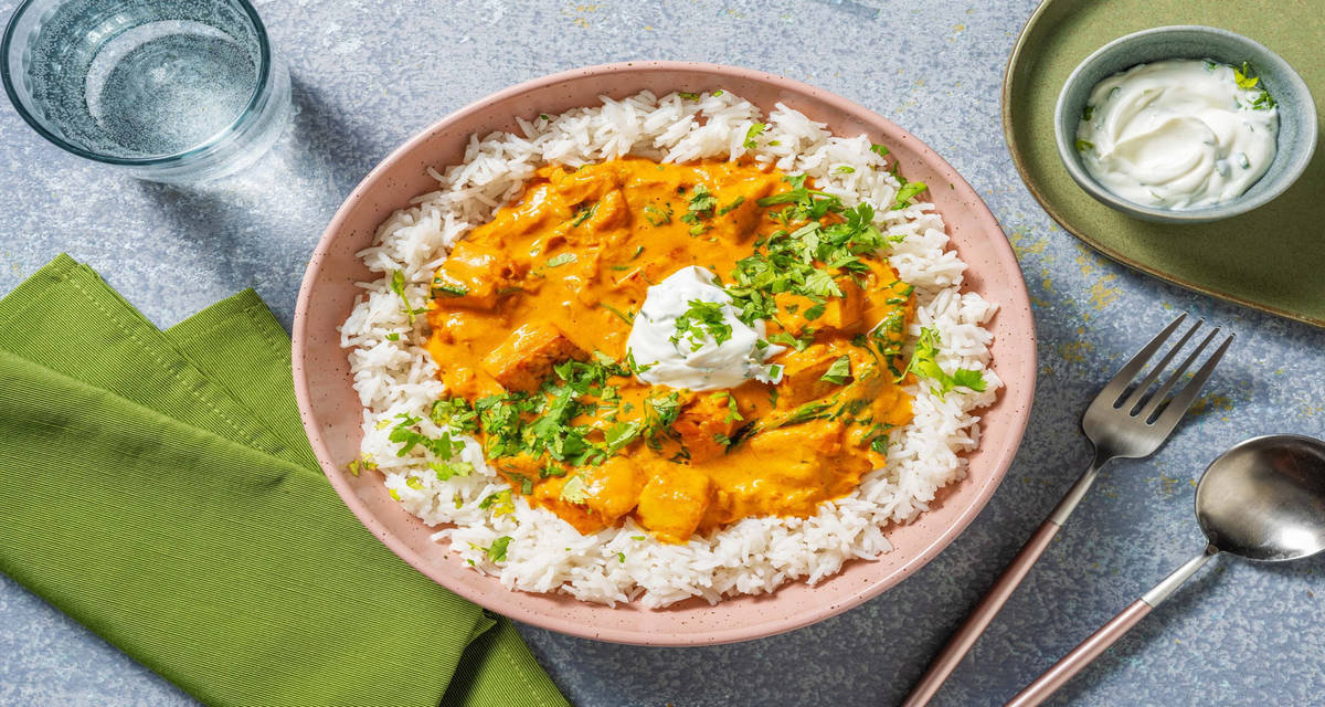 Indisk halloumicurry med fluffigt ris och mild korianderyoghurt