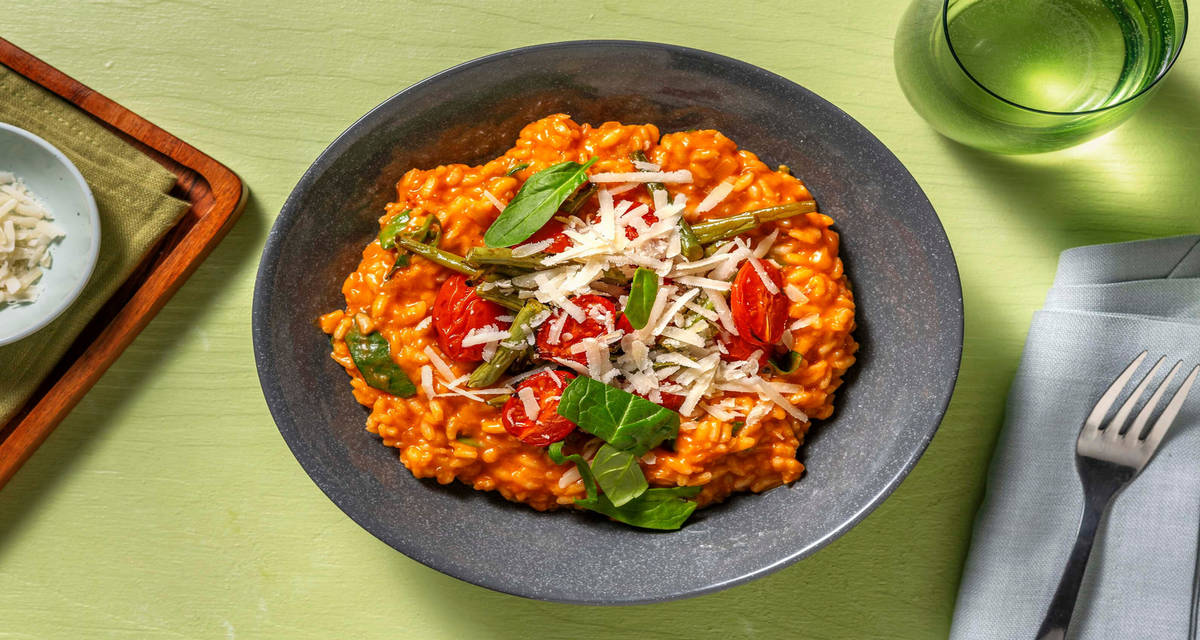 Risotto alla Calabrese med balsamicogrönsaker och färsk basilika