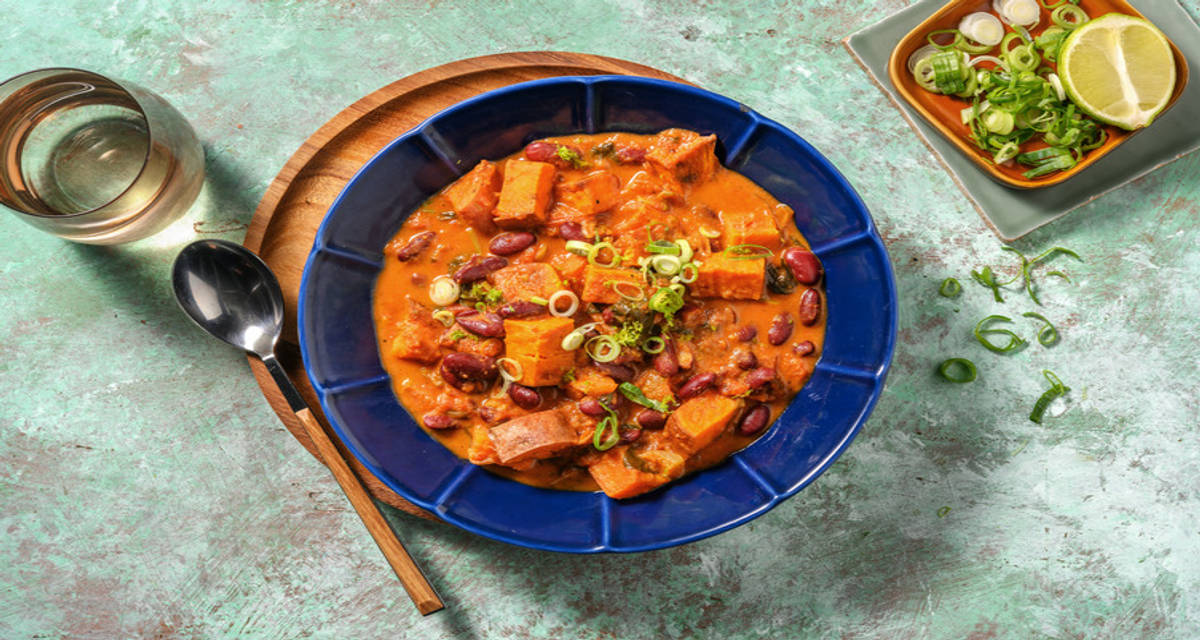 Sweet Potato and Garam Masala Stew with kidney beans and coconut milk