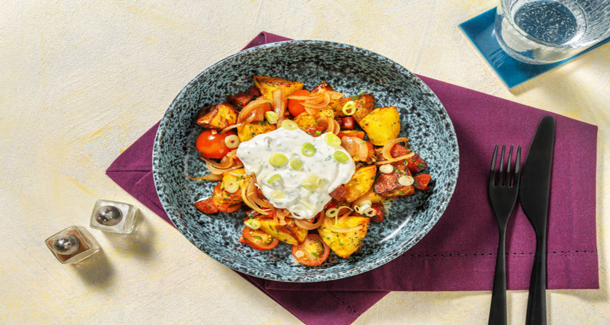 Chorizo and Potato Hash with parsley aioli
