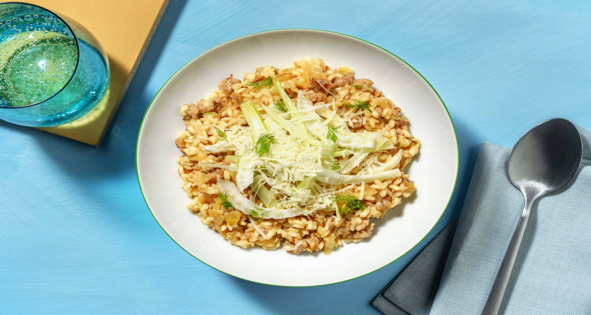 Risotto met worst van Brandt & Levie met venkel en mascarpone